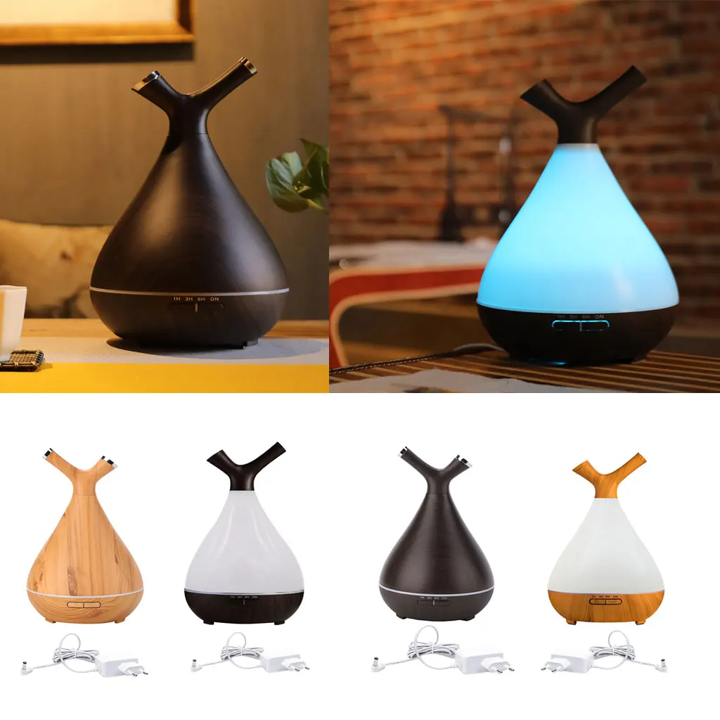 400ML Aromatherapy Essential Oil Aroma Diffuser With Wood Grain 7 Color LED Light For Home Office EU Plug | Дом и сад