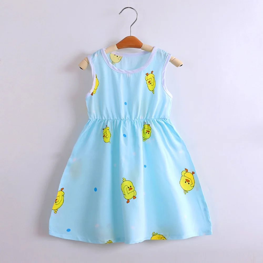 Floral Fashion Girls Dresses Sleeveless Summer Kids Cute High Quality O-neck Dress | Детская одежда и обувь