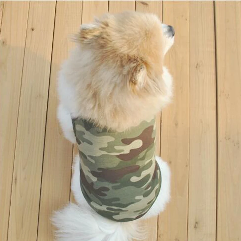 Футболка для собак летняя одежда щенков Камуфляжный хлопковый жилет маленьких