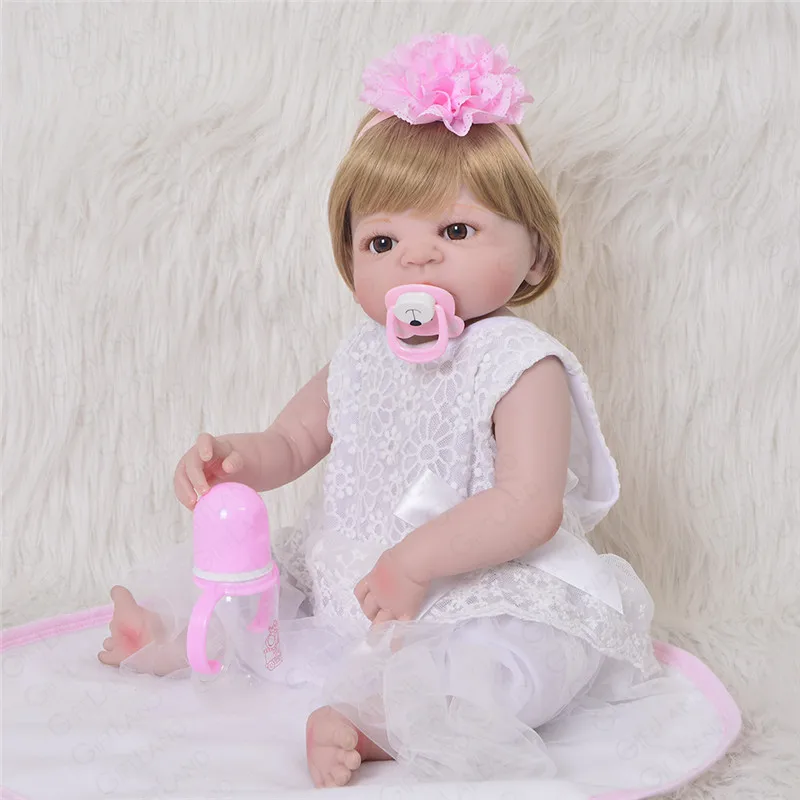 23 дюймов Reborn Baby Doll Bebe полный Силиконовый живой Girl Body поверхность для создания