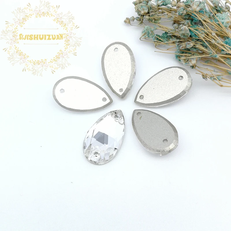 Высококачественные белые стразы DR Glass пришивные с двумя отверстиями аксессуары