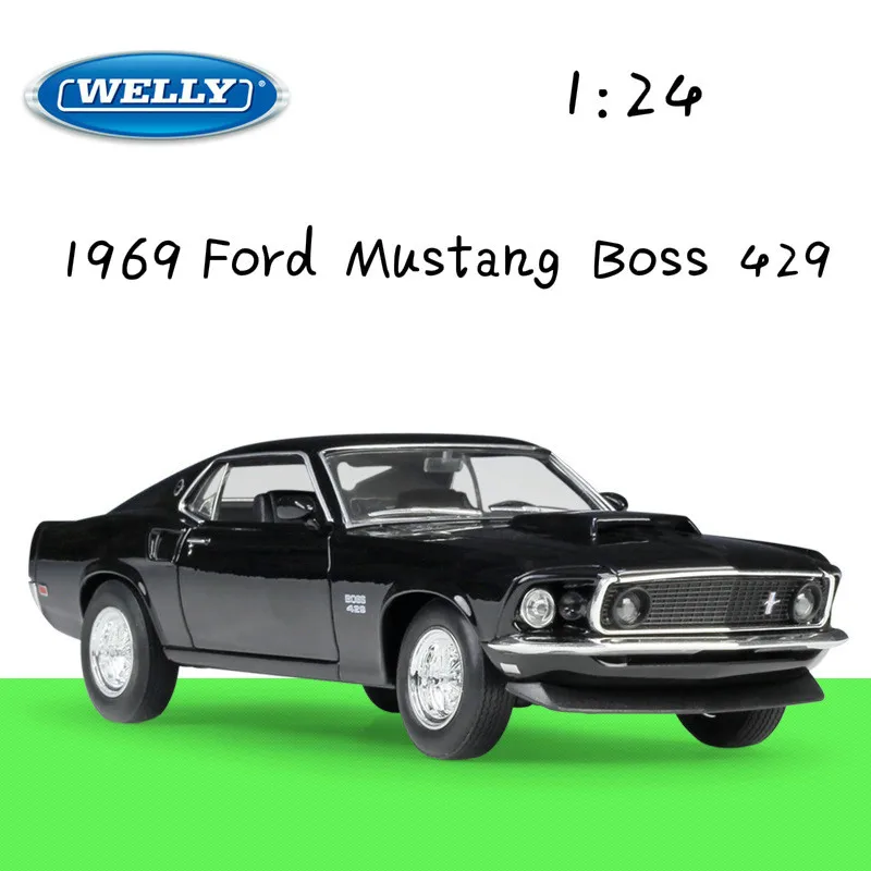WELLY 1:24 литая под давлением модель автомобиля из сплава 1969 Ford Mustang Boss 429 Машинки Игрушки Металлические игрушки машинки для детей Коллекция игрушек для подарка