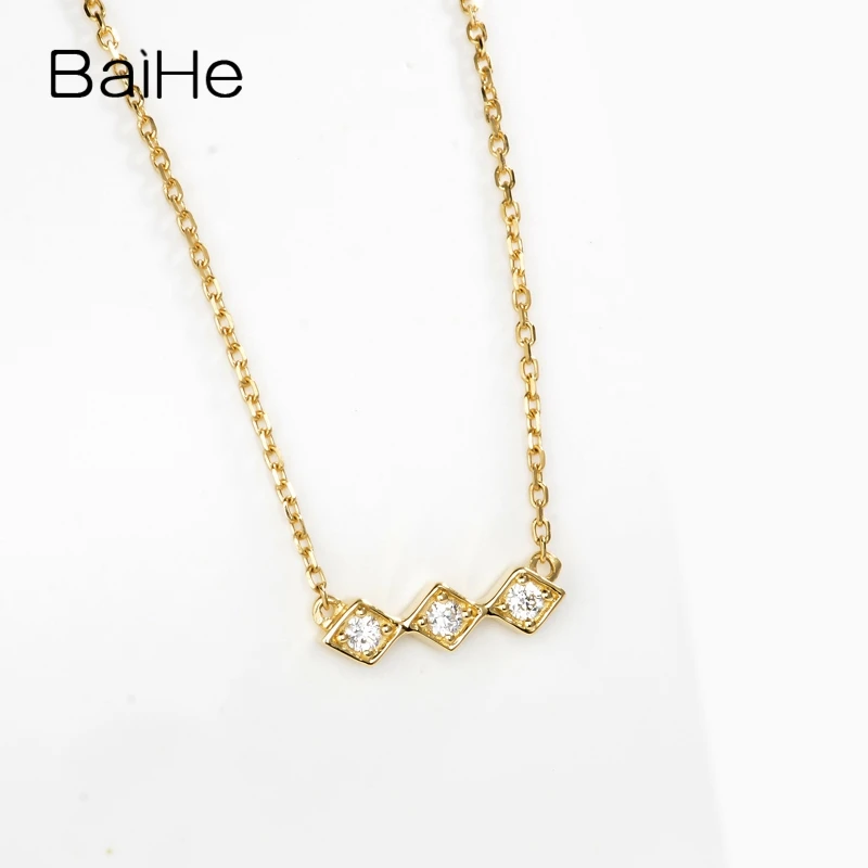 BAIHE однотонное 18K желтое золото 0.06CT H/SI натуральные бриллианты свадебные женские