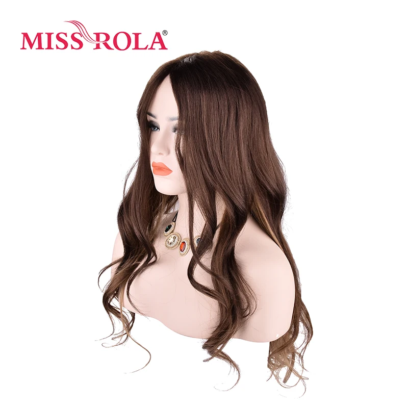 Miss Rola длинные волнистые парики синтетические волосы 1B# черные парики из канекалона для женщин 17,5-19 дюймов парики 2 цвета можно настроить