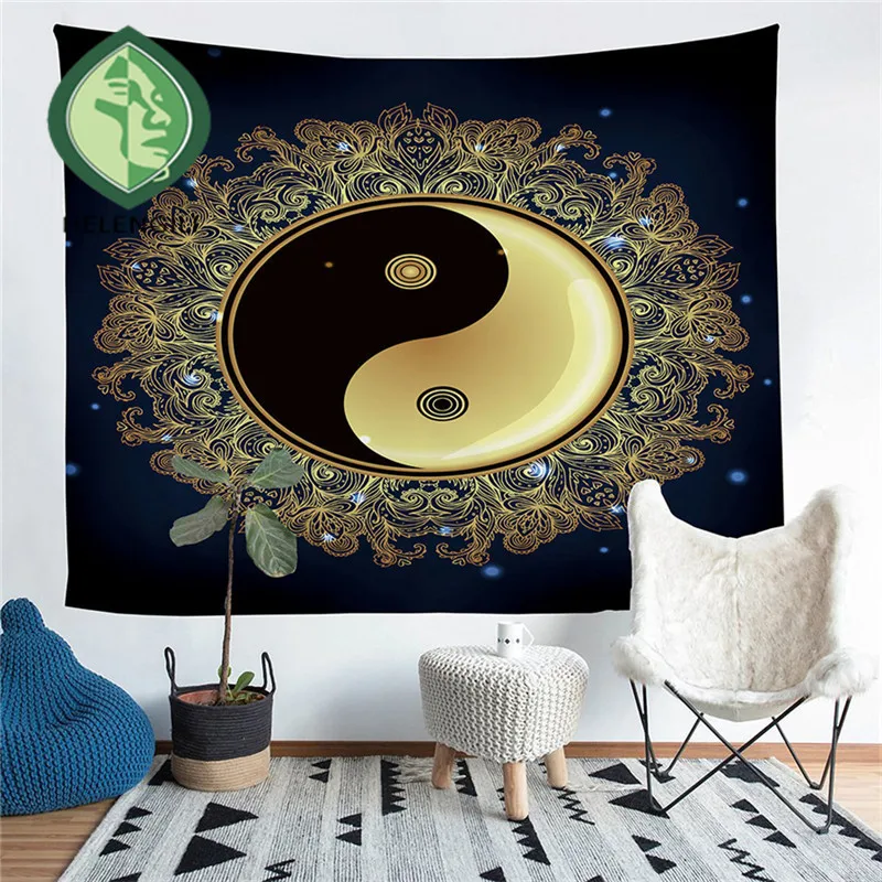 HELENGILI домашний интерьер Yin Yang гобелен настенный песочный пляжный коврик для