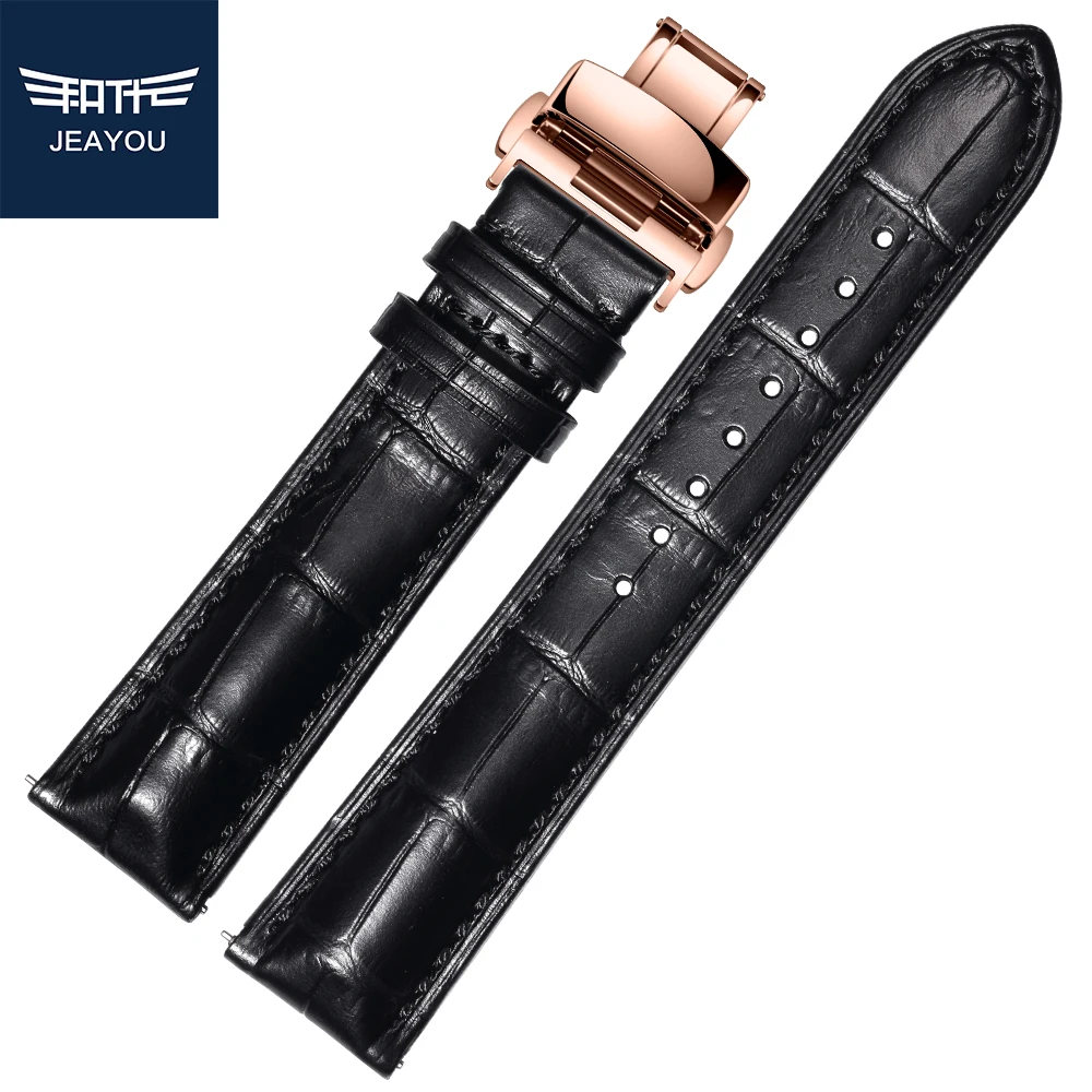 Мужской ремешок для часов JEAYOU из натуральной кожи Tissot/Omega/IWC с застежкой розового