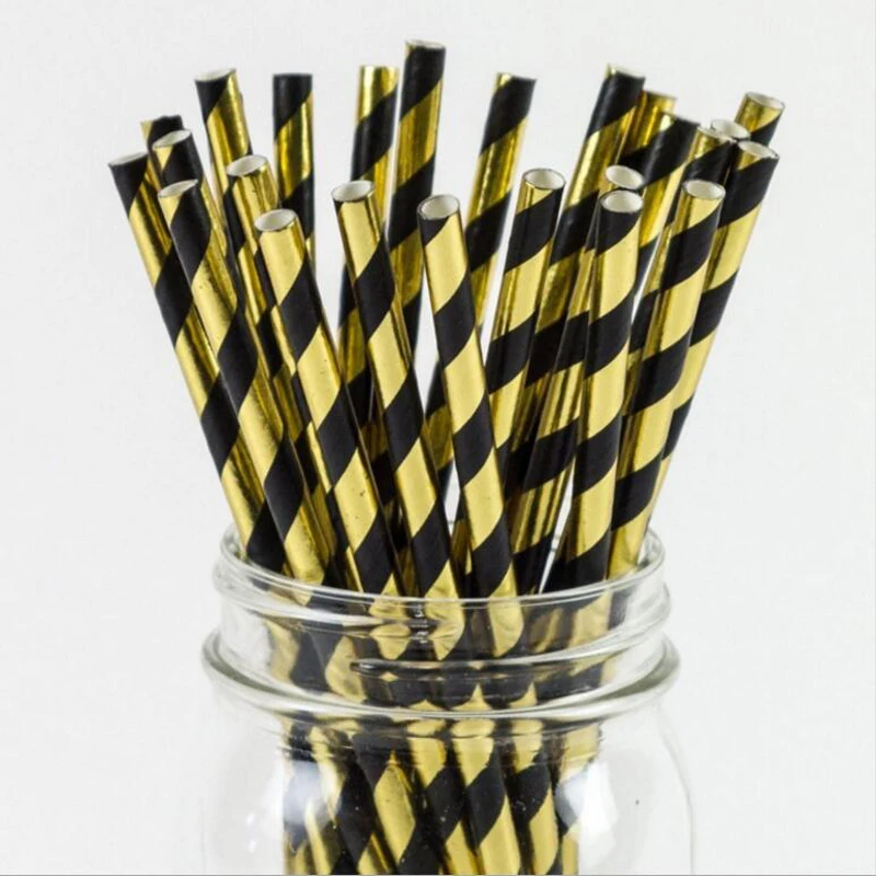 Золотой черный одноразовый набор посуды бумажные тарелки для вечеринки салфетки