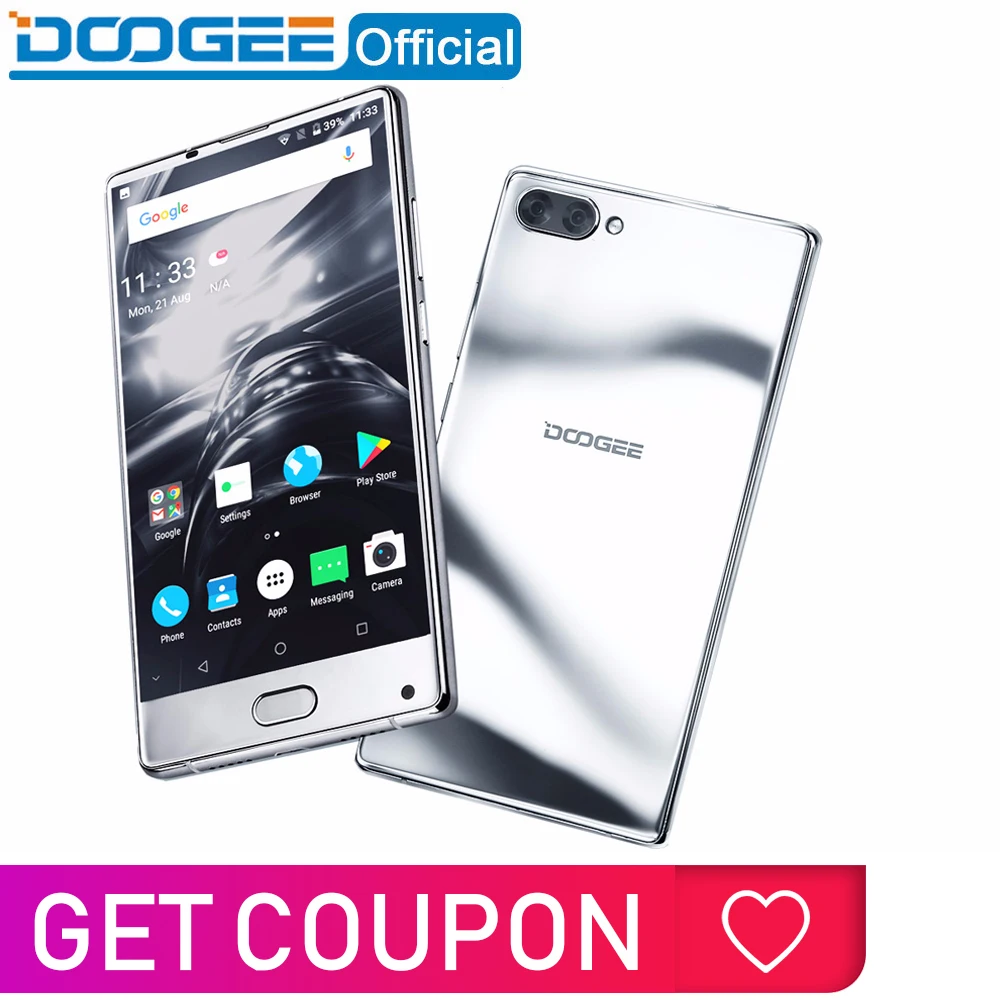 DOOGEE MIX Безель без зеркала Серебряный смартфон Двойная камера 5 ''AMOLED MTK Helio P25