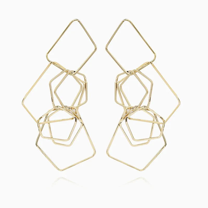 Новинка 2019 корейские шикарные геометрические золотистые металлические