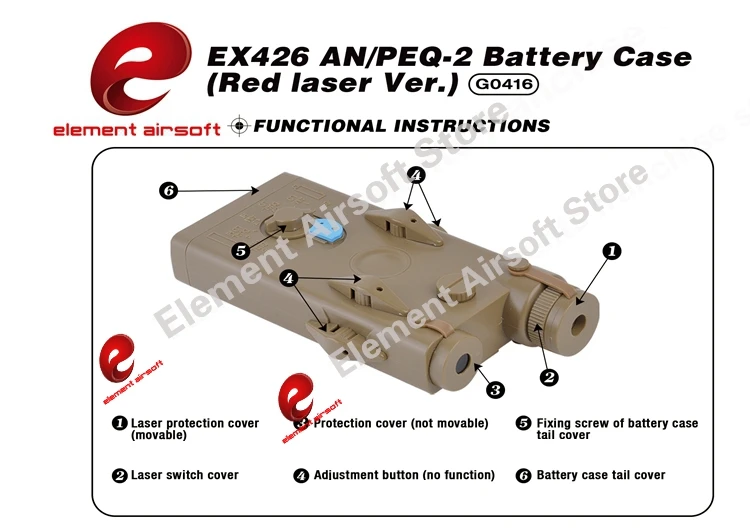 Чехол для аккумулятора Element Airsoft AN/PEQ-2 с красным лазером версия без функции PEQ box EX426