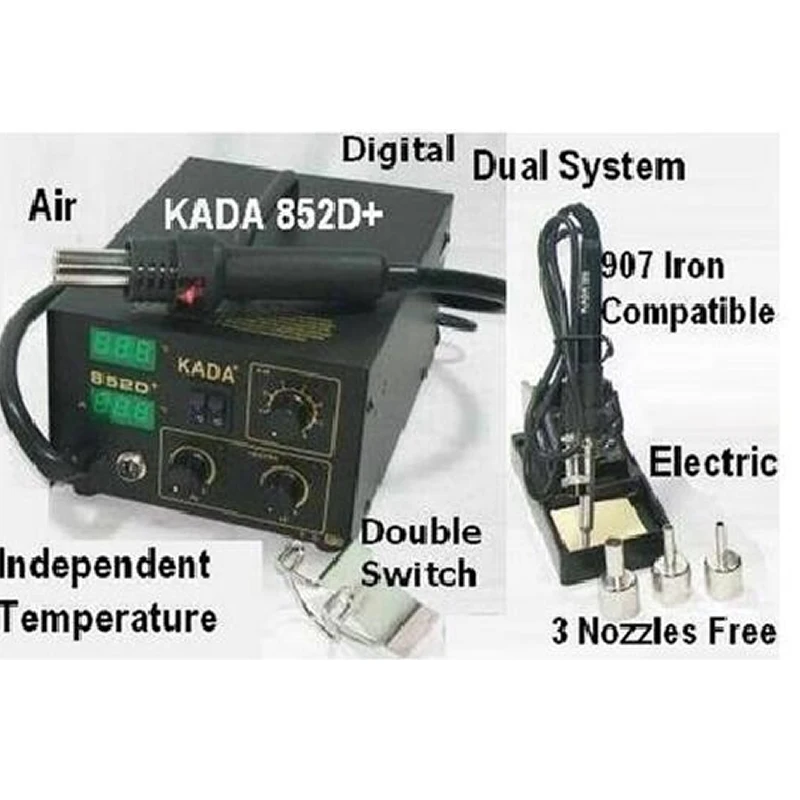 Паяльная станция BGA с термофеном и паяльником 2 в 1 220 В/110 В KADA 852D + SMD Ремонтная