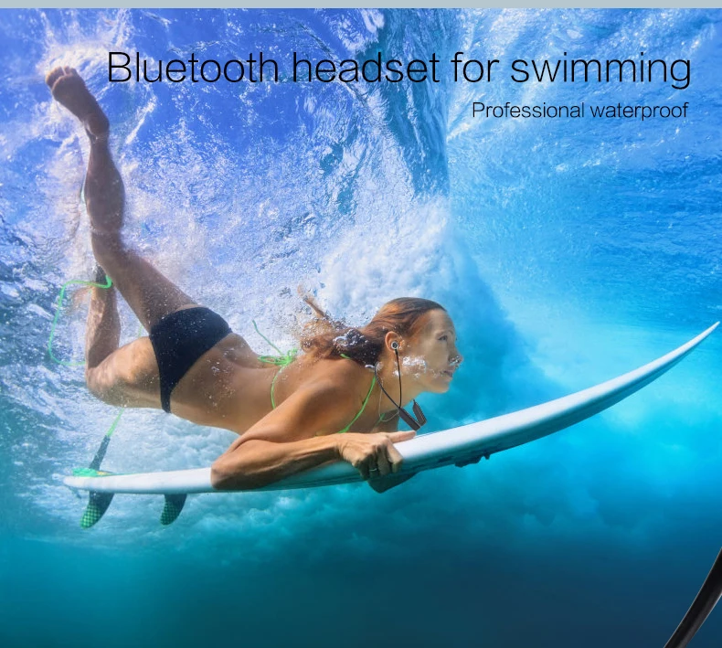 IPX8 водонепроницаемый Mp3 плеер Aptx 8 Гб 16 Гб Спортивная Bluetooth гарнитура Музыкальный плеер Walkman Дайвинг наушник для плавания наушники
