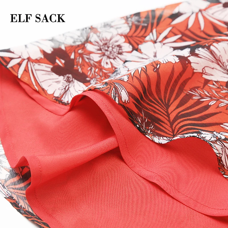 Женское шифоновое платье ELFSACK с треугольным вырезом и цветочным принтом для