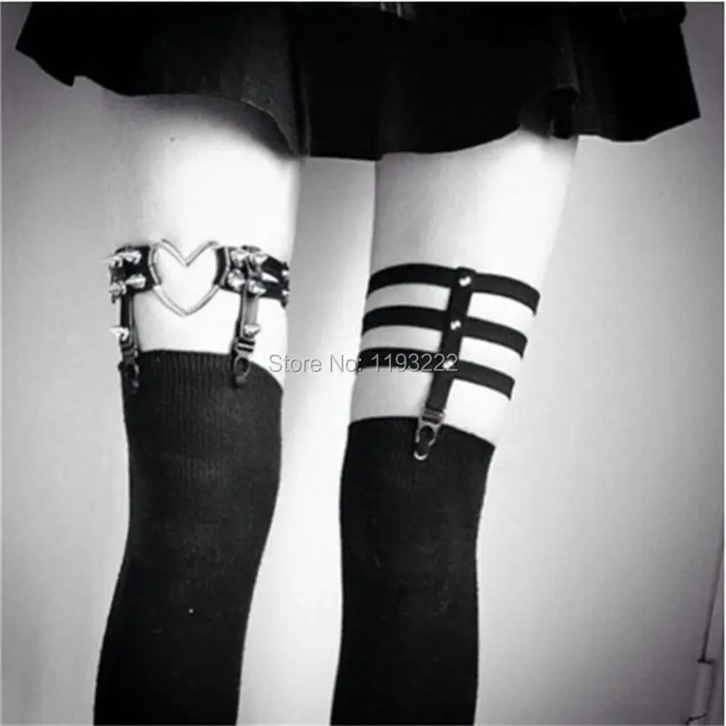 Подвязка для ног в стиле Харадзюку крутой эластичный кожаный пояс чулок ручной