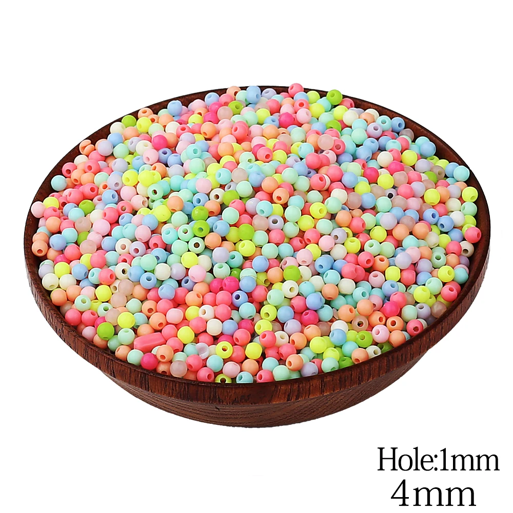 1000 шт./лот 4 мм Смешанные конфетные цвета Акриловые круглые отверстия бисерные