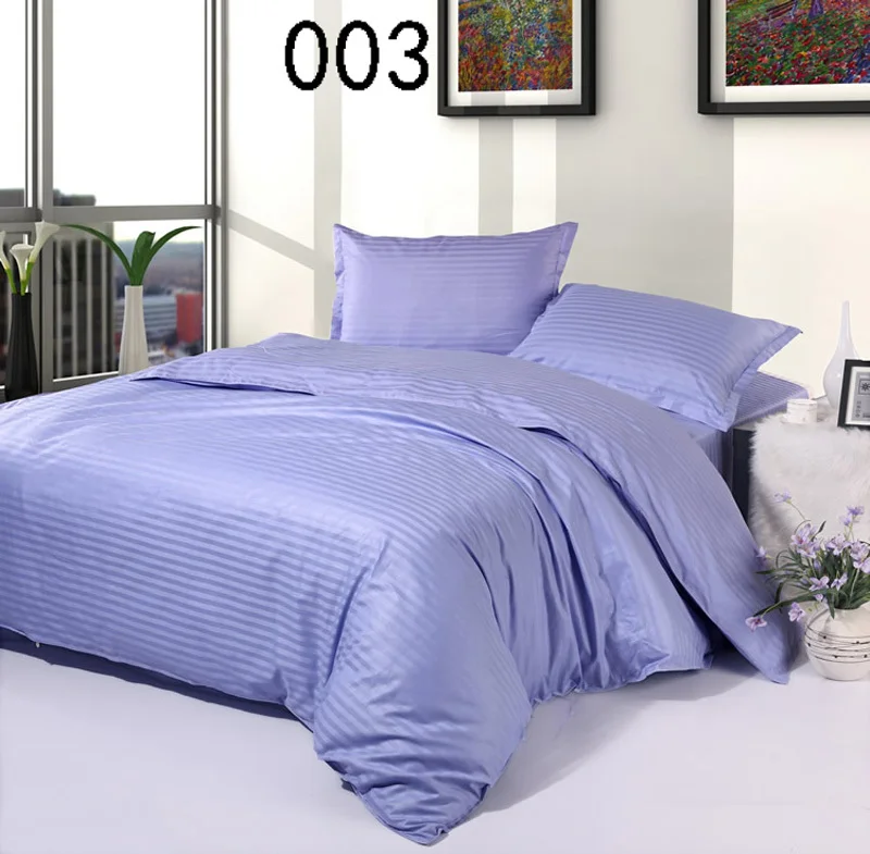 

Light Purple Cotton Satin Stripe 4Pcs Bedding Sets Bedclothes Set Bed Linens Duvet Cover Quilt Cover Flat Bed Sheets Pillowcase