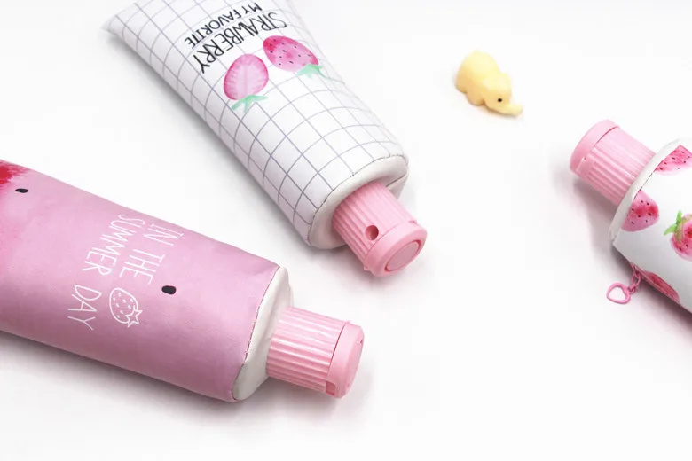 8pcs/lot Korea Creative Toothpaste Small Fresh Fruit Pencil Bag Large Capacity Multi-function Stationery Bag Girl Pencil Case