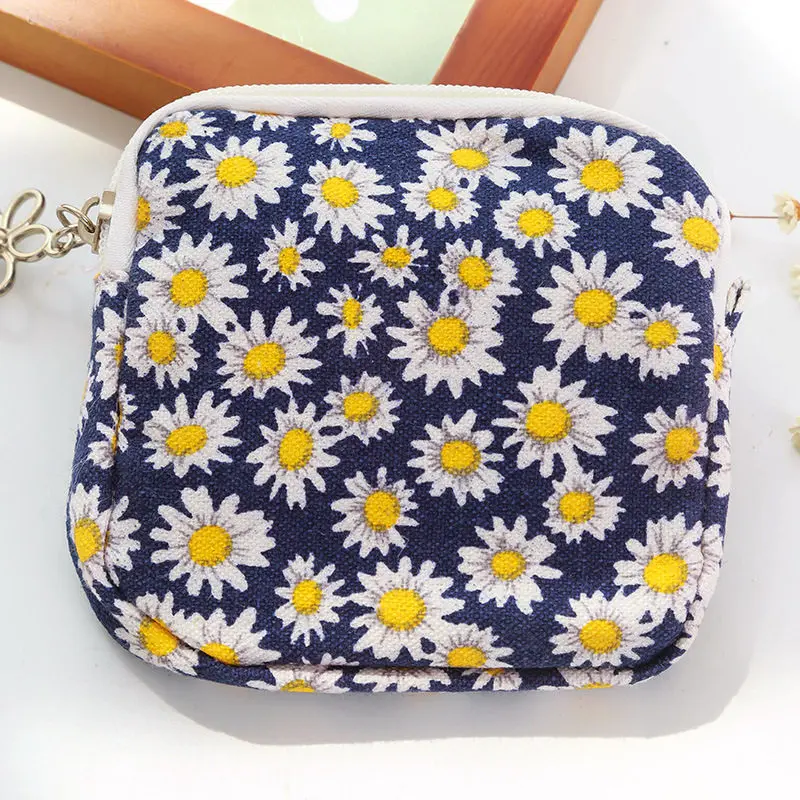 chrysanthemum Новые милые мини цветочные холщовые чехлы для монет Ключи сумки карты изменить кошелек на молнии кошельки гигиенический хлопчатобумажный мешок для хранения - Цвет: chrysanthemum