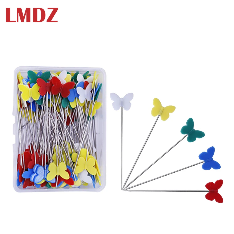 LMDZ 100 шт. штифты для шитья, лоскутные штифты, штифты для шитья с плоской головкой, разноцветные штифты для шитья, кройка и шитье, игла