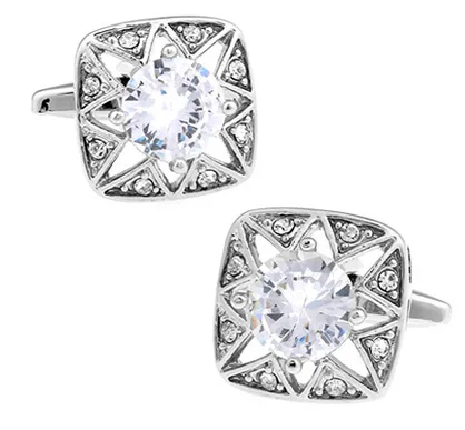 Новый дизайн классические мужские запонки из медного материала белого цвета с