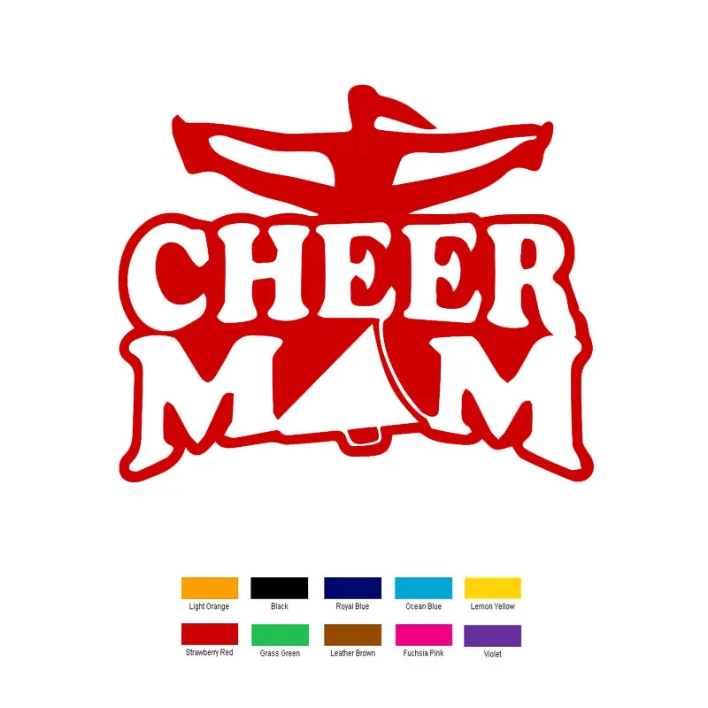 

Car stying 15cm x 12.5cm Cheer Mom Car Sticker For Truck Window Bumper Auto SUV Door Laptop Kayak Vinyl Decal 11 Colour Jdm