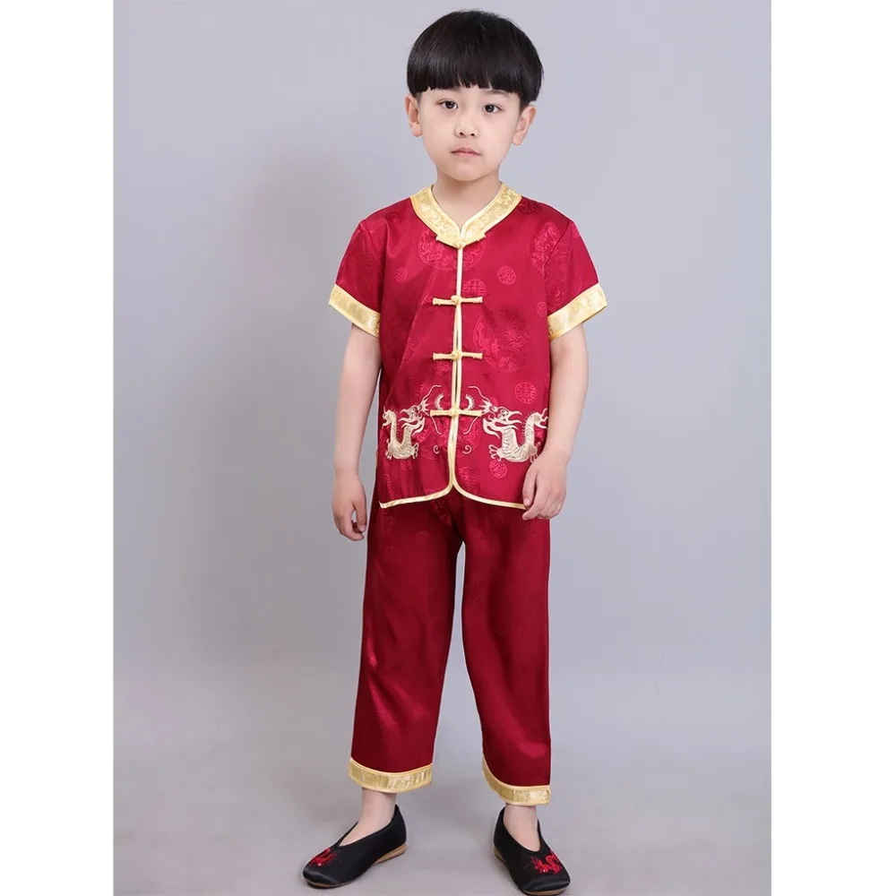 Kungfu Clothes Suits Baby Boy Chinese Traditional Costumes Children Cardigan Tee Shirt Trouser Tang Sport Suit Soft Embroidery |