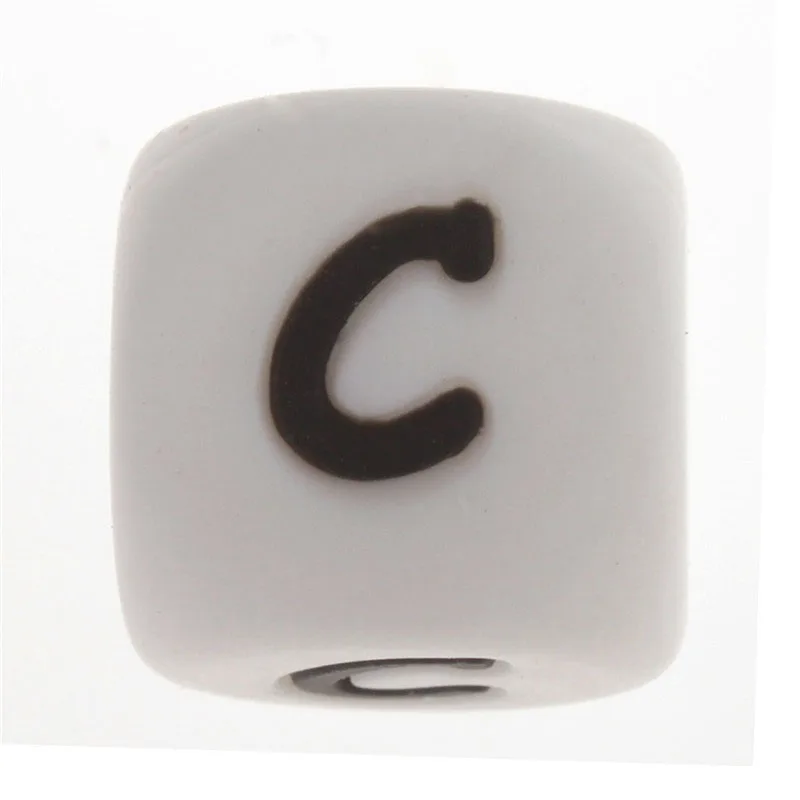 Fkisbox-Cuentas de silicona con letras del alfabeto, Cube12mm, para mascar, dentici&oacute;n, collar, joyer&iacute;a, 50 unidades-5