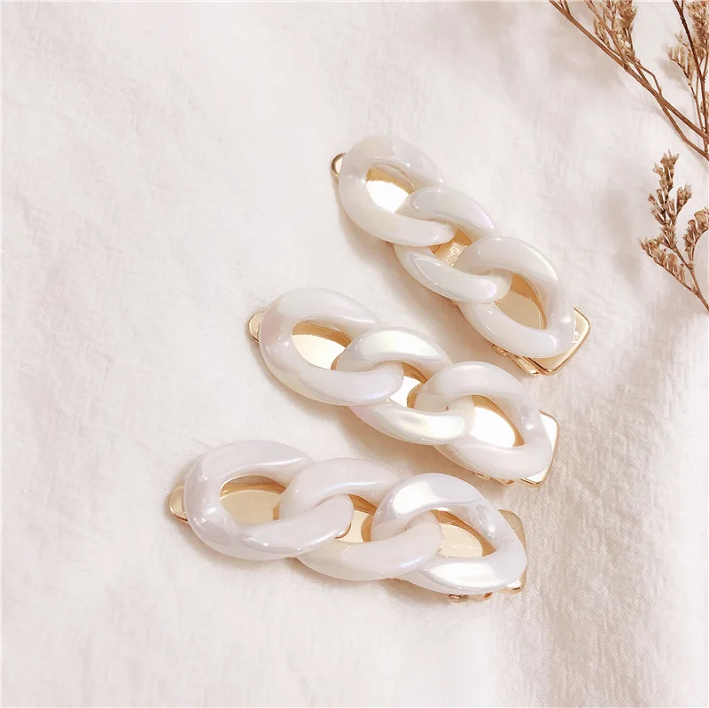AOMU 1 шт., Корейская, японская, уксусная кислота, акриловая цепочка, заколки для волос, аксессуары для волос для женщин, металлический, золотой цвет, заколка для волос, модное ювелирное изделие