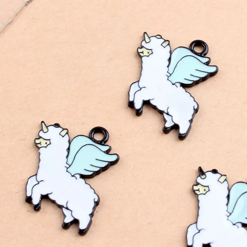 Pinkycolor 10 шт Подвески эмалевый сплав Kawaii 24*25 мм животное Летающая Альпака DIY браслет