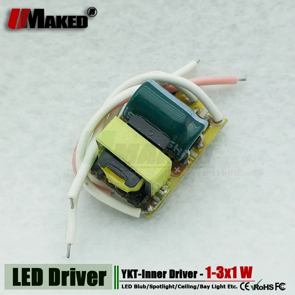 

100pcs LED Driver Input 1-3x1W Constant Current 300mA DC9-11V Power Supply Lighting Transformers Built-in for DIY LED Lamps