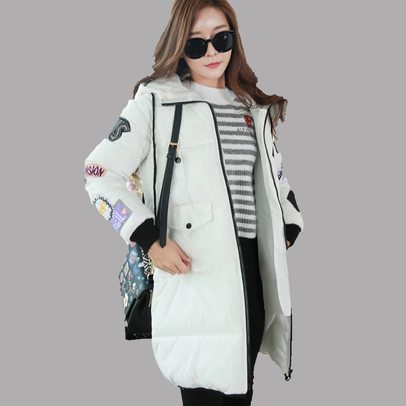 2016 Новая модная Длинная зимняя куртка в Корейском стиле тонкое женское пальто