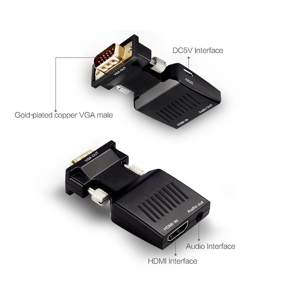 Лучшие предложения VGA штекер-HDMI гнездо с аудио адаптером Поддержка сигнала 1080P |