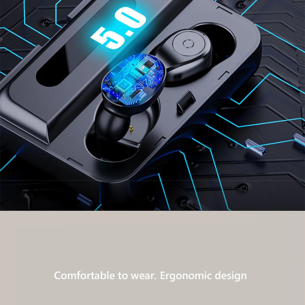 TWS Bluetooth наушники V5.0 беспроводные наушники HIFI наушники стерео бас гарнитура с микрофоном 1500 мАч перезаряжаемый мобильный телефон