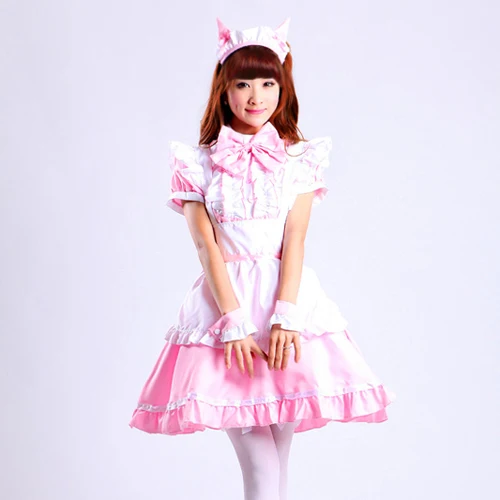 

Shanghai Story Cat ears maid cosplay costume clothes pink lolita dress women girl Performance clothing