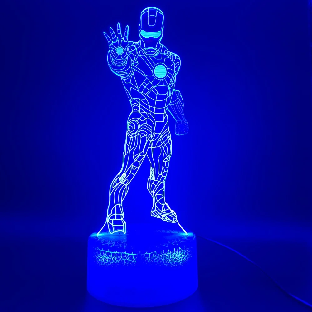 Новинка огни Marvel фигурка железного человека Декор офисного помещения настольная лампа классный детский подарок Детский Железный человек 3d оптический светодиодный ночник лампа