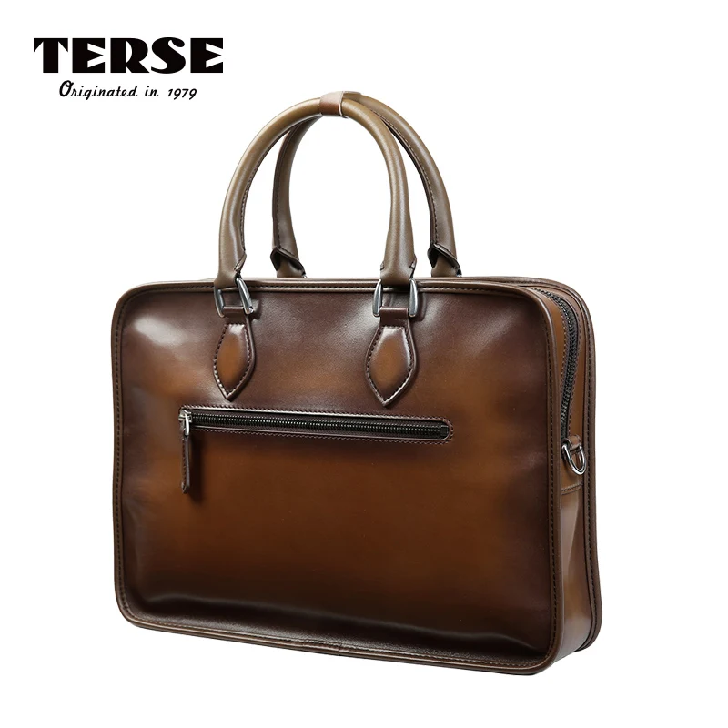 TERSE_New Fashion мужской портфель из натуральной кожи мужская сумка деловой табак цвет