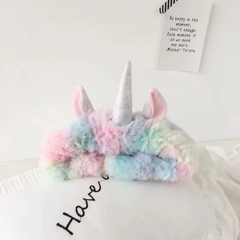 Nooer Colorful Unicorn Plush Shoulder Bag Rainbow Unicorn Plush Toys Tissue Box Girls Plush Toys Birthday Gift