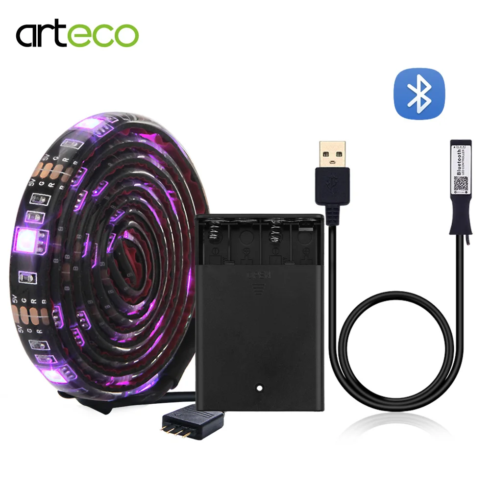 Светодиодная лента RGB 5 в с питанием от аккумулятора светодиодная полоса USB и Bluetooth