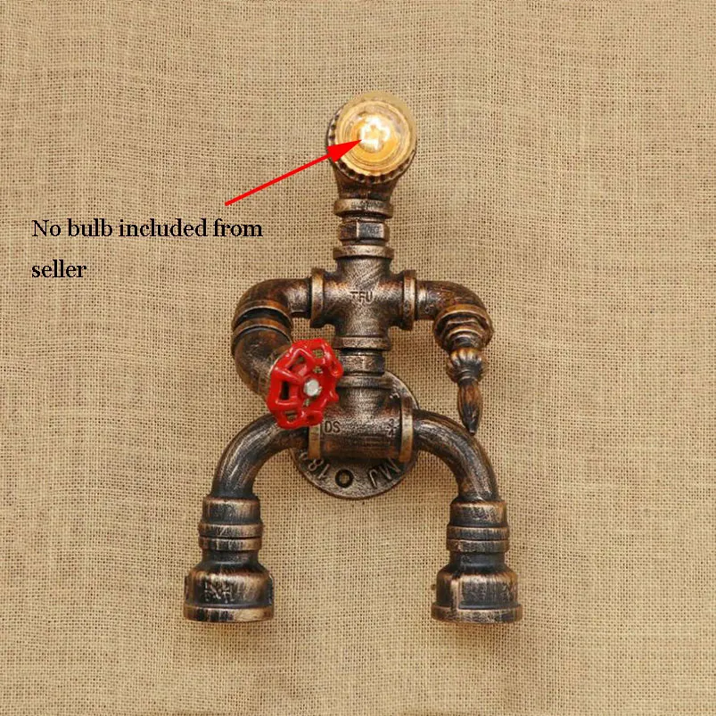 Железная настенная лампа на водопроводной трубе креативный ретро светильник в