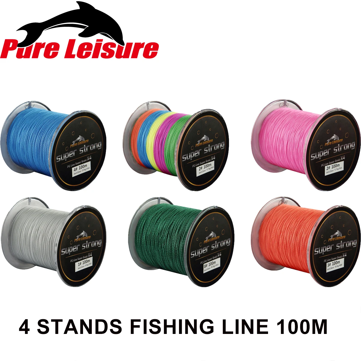 PureLeisure Sedal 4 стойки 100 м стальная рыболовная леска PE Fil De Peche оплетка Trenzado Pesca Gevlochten