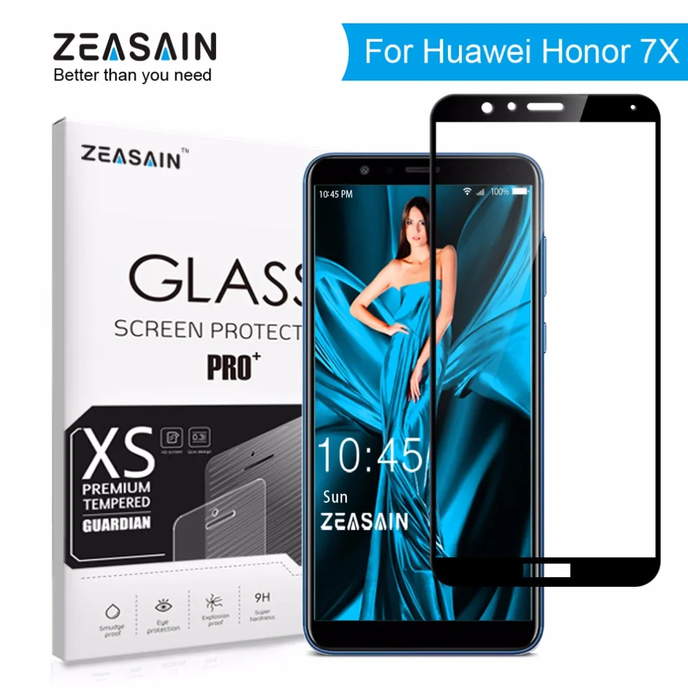 Защитное стекло ZEASAIN закаленное 2.5D с полным покрытием для Huawei Honor 7X 7X9H|glass for