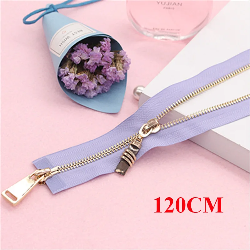 purple 120cm Meetee 5#70-120 см металлическая молния двойной ползунок открывающийся Декор молния для DIY швейная одежда пальто куртка ремесла аксессуары AP543 - Цвет: purple 120cm