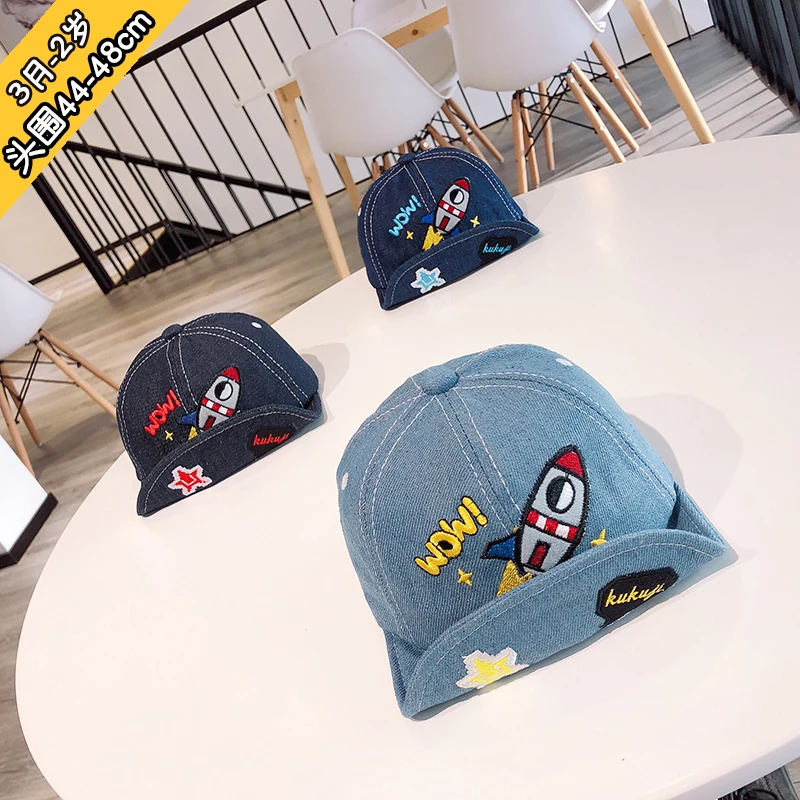 Новый шапочка для ребенка деним шляпа ракеты шаблон детей cap czapka dla dzieci