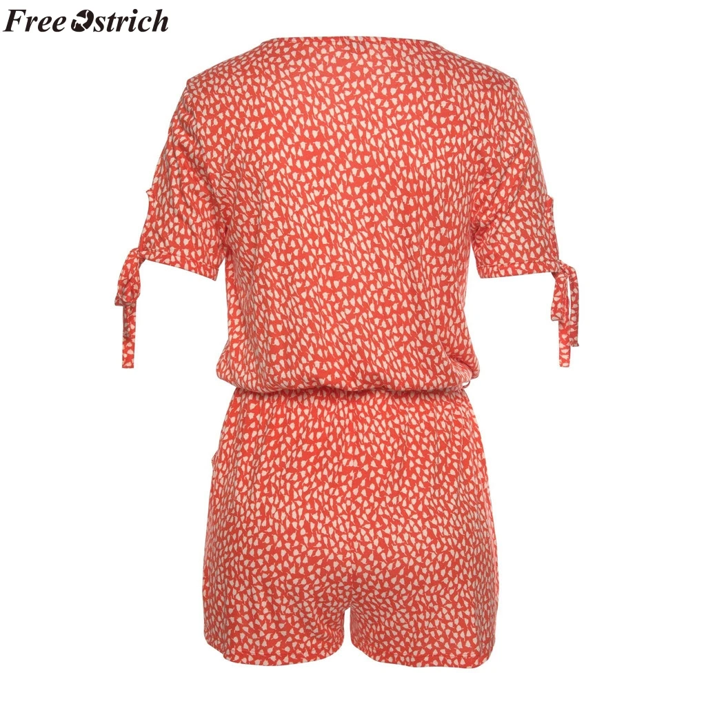 Женский пляжный комбинезон FREE OSTRICH короткий с коротким рукавом v образным вырезом