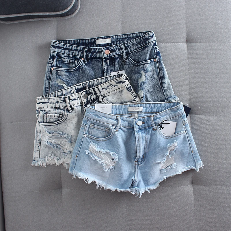 

New Summer Elegant Hem tassel Denim Shorts sexy High waist Zipper Hole Shorts Casual Woman Beach Straight Shorts Jeans