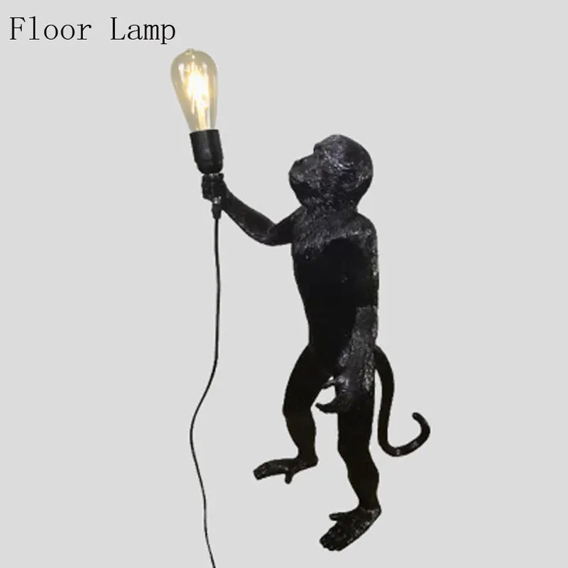 Black Floor Lamp Современная черная/белая обезьяна, подвесные светильники, Современная пеньковая веревка, реплики, Seletti, подвесной светильник для столовой, лофт, промышленный Декор для дома - Цвет корпуса: Black Floor Lamp