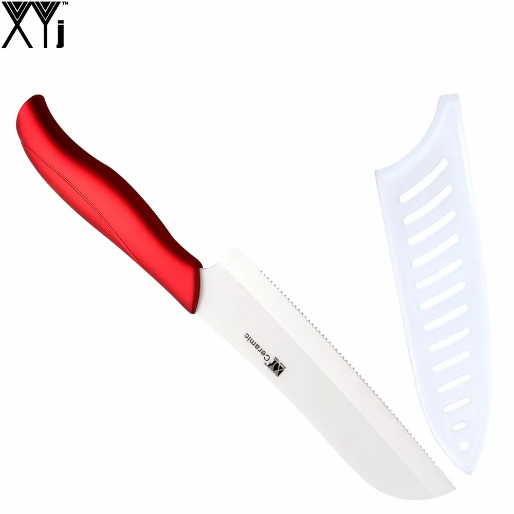Один Красный Ручка зубчатым хлеб Керамика Ножи 5 &quotзубчатые santoku Кухня xyj