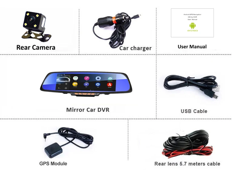Ownice 6 86 &quotсенсорный экран Android автомобильное зеркало двойной объектив камера dvr gps