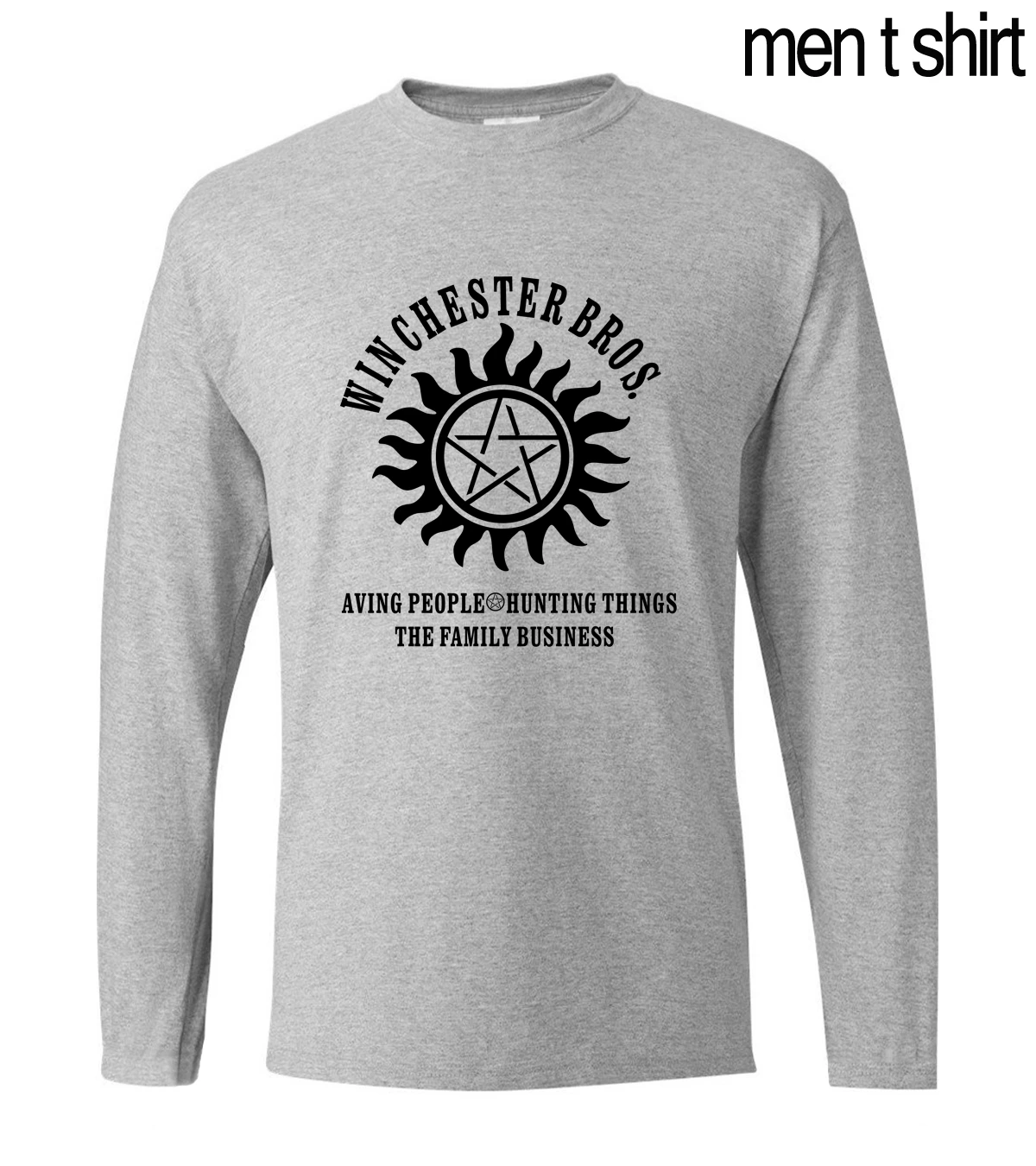 Hip Hop Style Supernatural Winchester Bros men's long sleeve T-shirts 2021 autumn new 100% cotton fitness loose fit men t shirt | Мужская