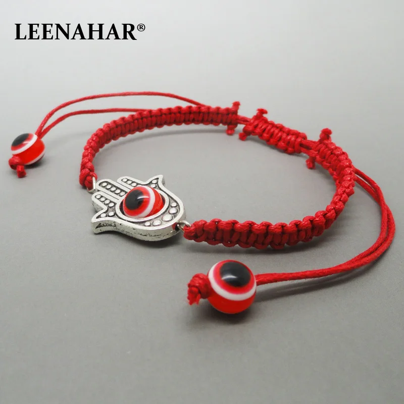 15 шт. разных цветов Ручной Работы Строки Плетеные Хамса Браслеты Каббала Лаки